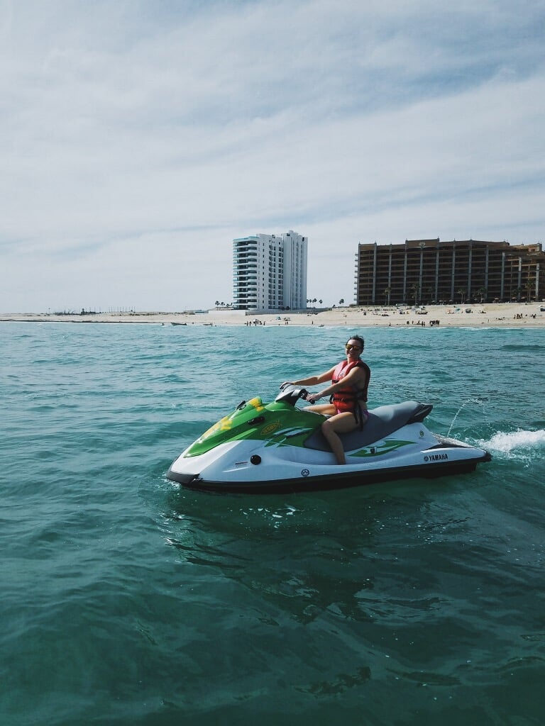 Jennifer on a jetski