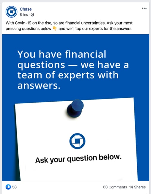 chase bank COVID-19 financial questions social media post