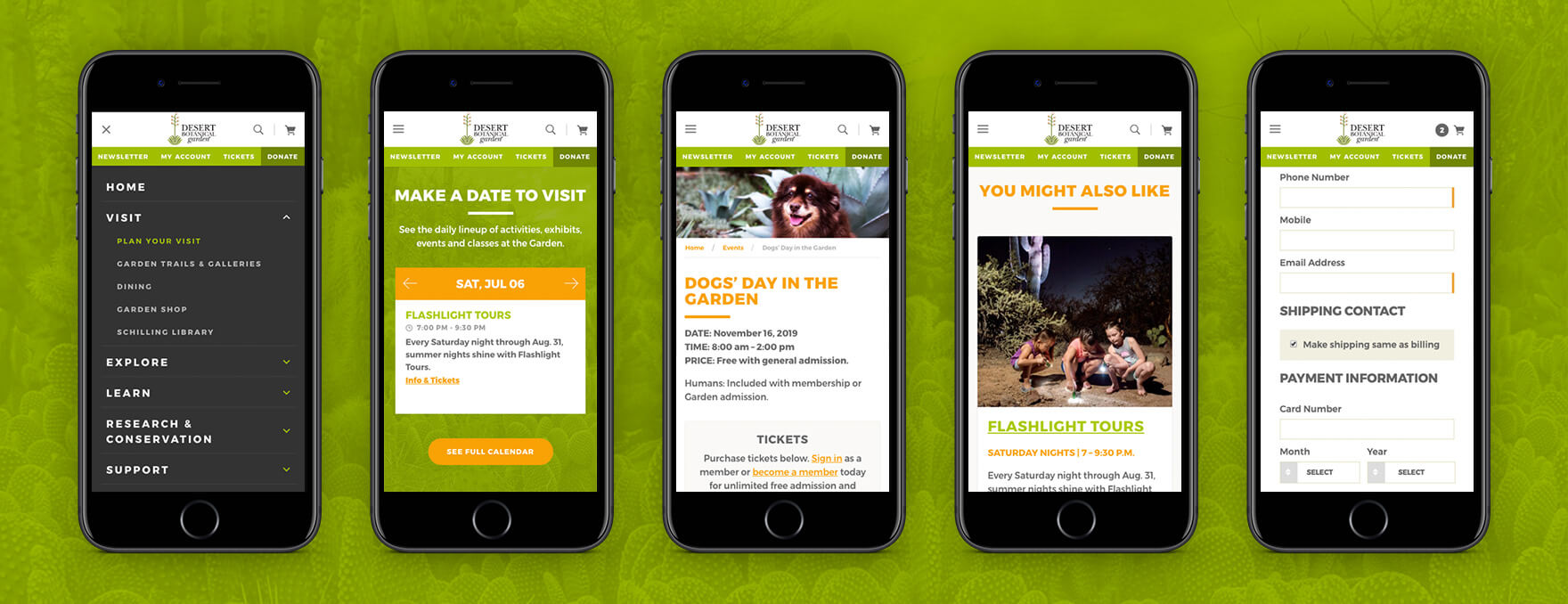 Desert Botanical Garden website is designed to be responsive for mobile